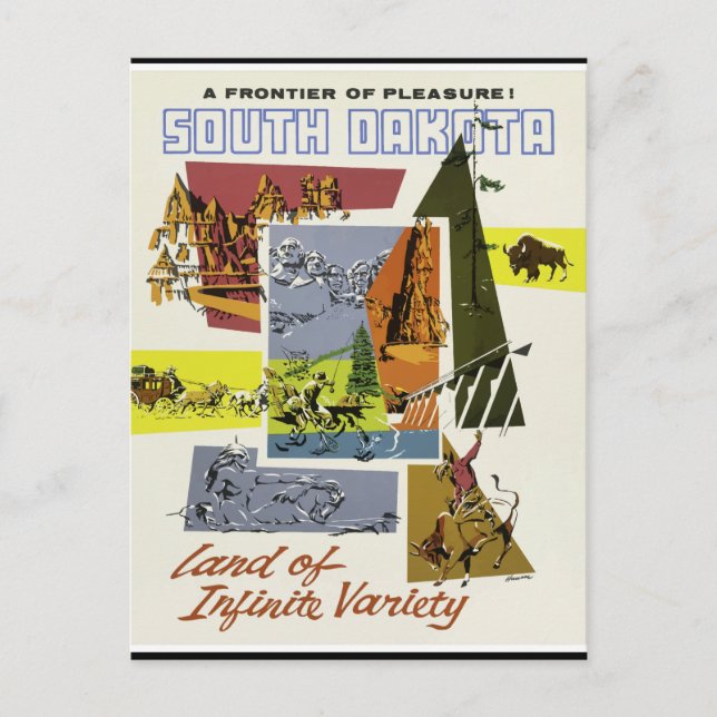 South Dakota Vintage Travel Poster Postcard (Front)