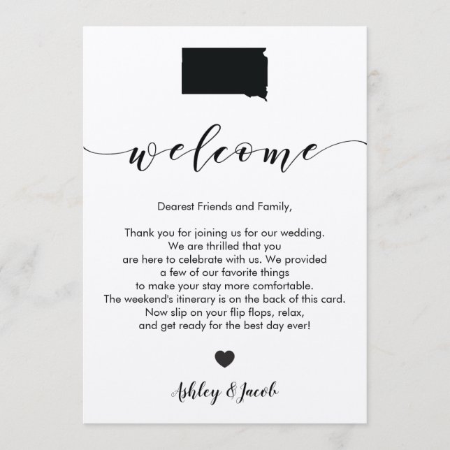 South Dakota Wedding Welcome Letter & Itinerary Program (Front)