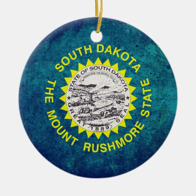 South Dakotan Flag Ceramic Ornament (Front)