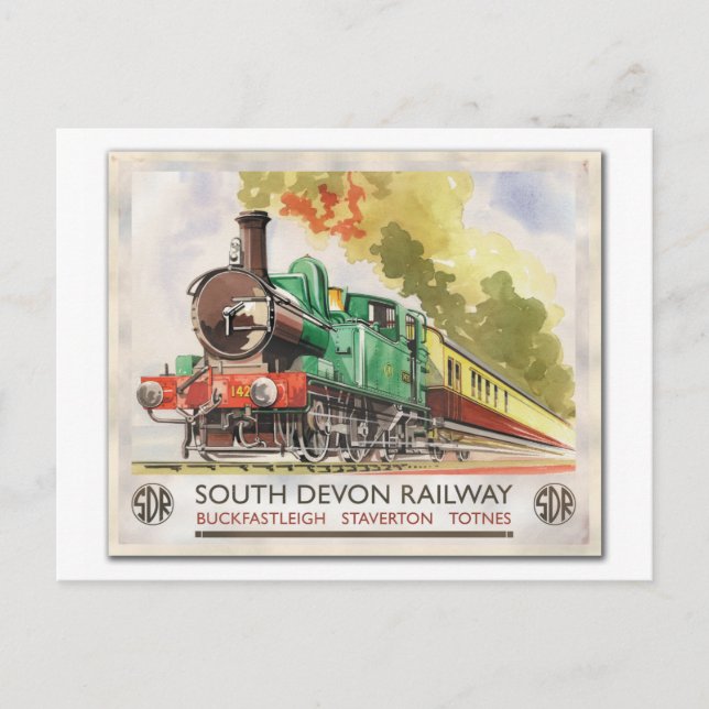 South Devon Railway Vintage Travel Postcard (Front)