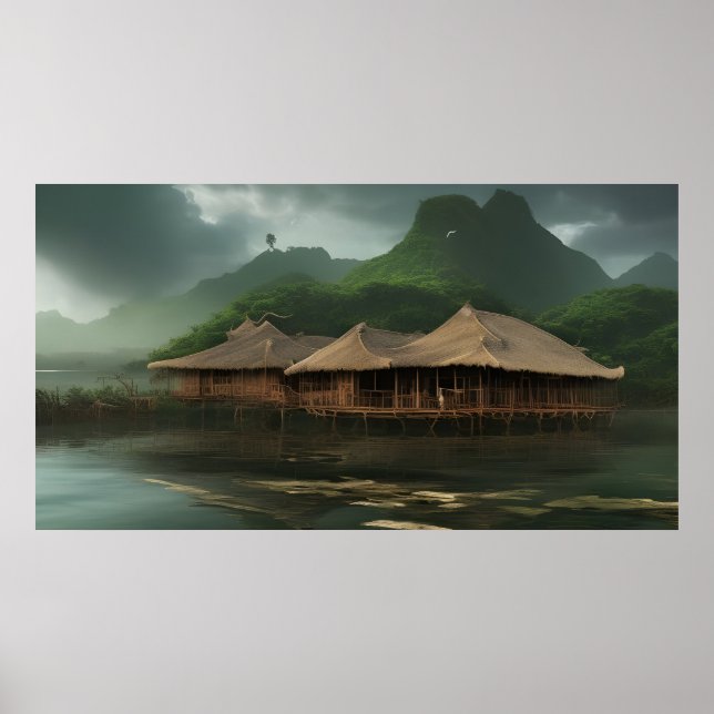South East Asia House on a swamp Landscape Poster (Front)