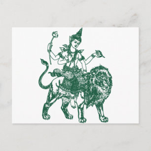 SOUTH EAST ASIAN SITTING BUDDHA ON LION POSTCARD