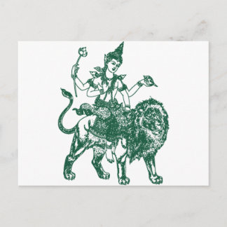 SOUTH EAST ASIAN SITTING BUDDHA ON LION POSTCARD