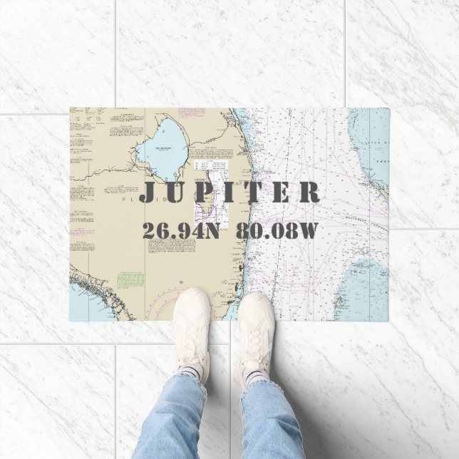 South Florida Latitude Longitude Nautical Boating Doormat (Indoor)