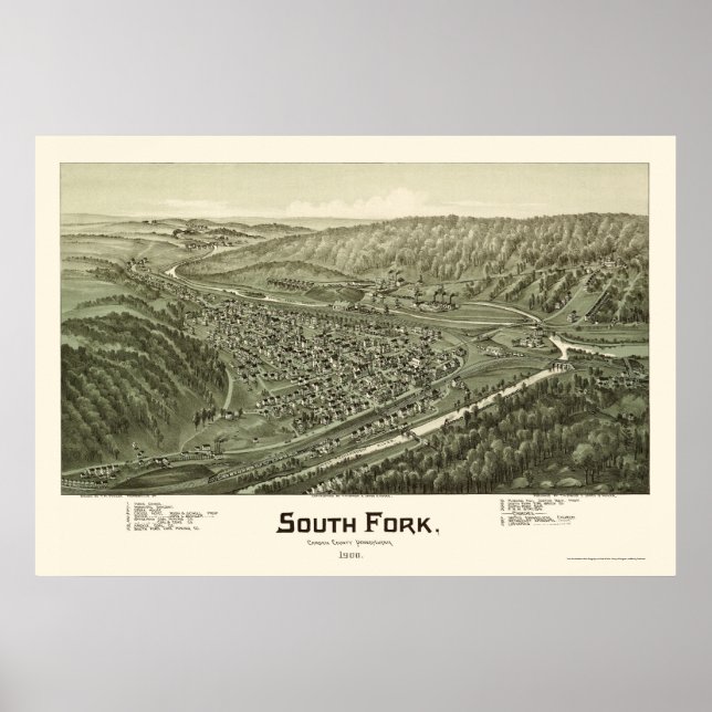 South Fork, PA Panoramic Map - 1900 Poster (Front)