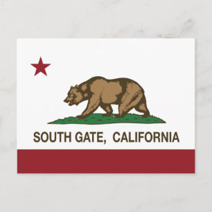 South Gate California Republic Flag Postcard