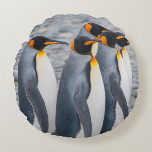 South Georgia. King penguins Round Pillow