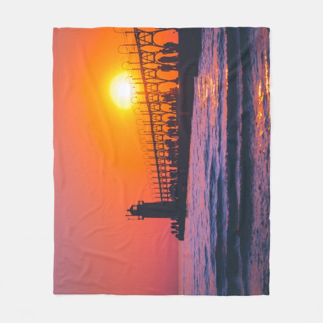 South Haven, MI Lighthouse Fleece Blanket (Front)