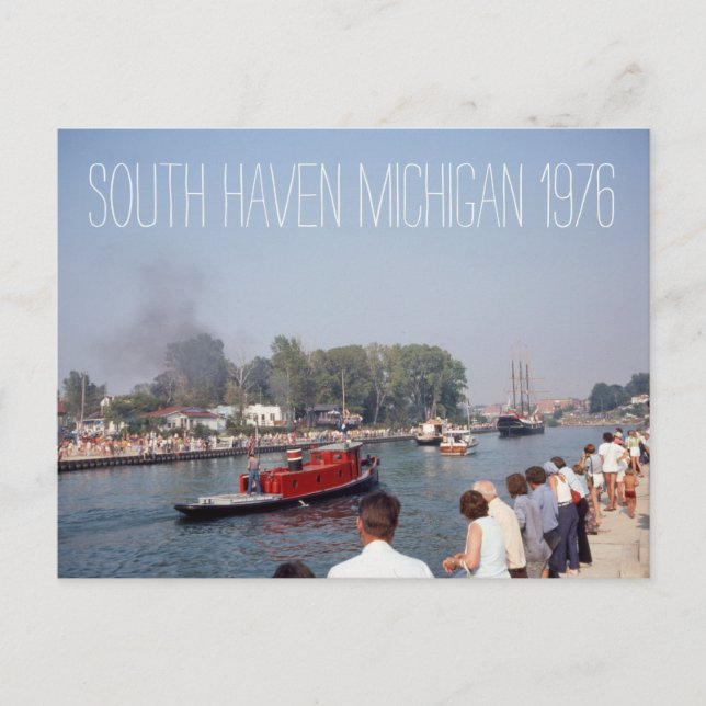 South Haven Michigan Tugboat 1976 Postcard (Front)