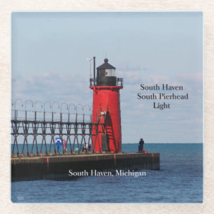 South Haven South Pierhead Light glass coaster
