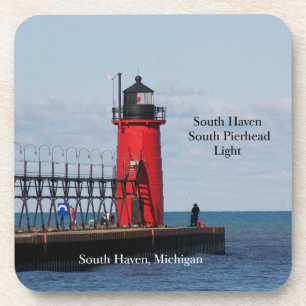 South Haven South Pierhead Light plastic coasters