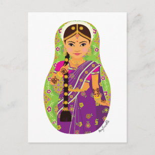 South Indian Bride Matryoshka Postcard