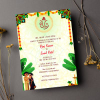South Indian Hindu Wedding Ganesha and Banana Tree