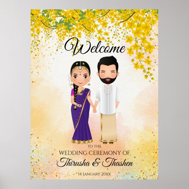 South Indian wedding Tamil Telugu Indian couple Poster (Front)