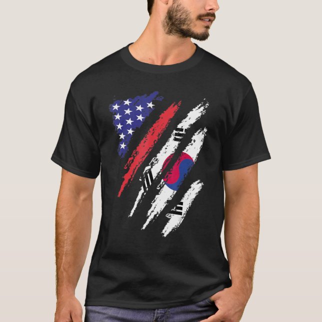 South Korea American Grown Flag USA Patriot Herita T-Shirt (Front)