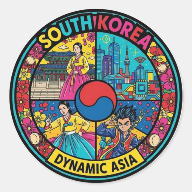 SOUTH KOREA CLASSIC ROUND STICKER (Front)