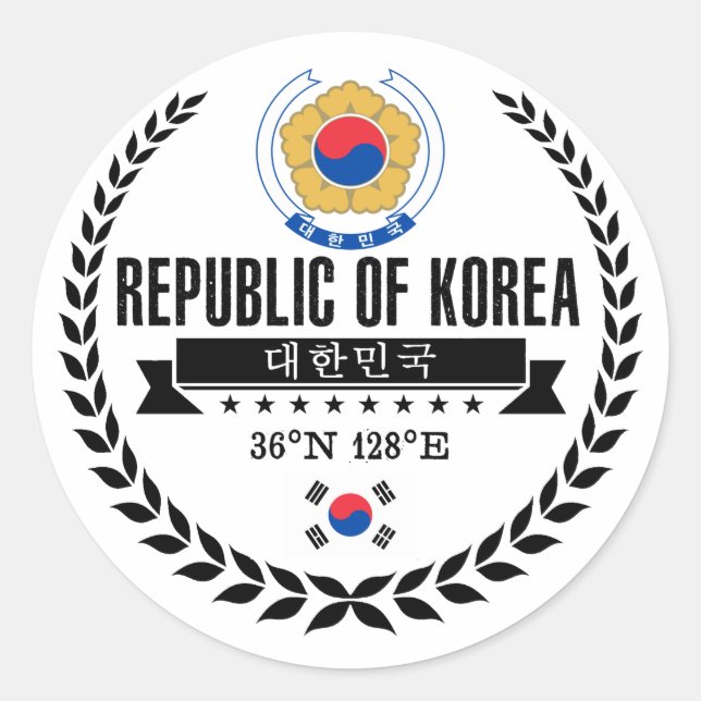 South Korea Classic Round Sticker (Front)