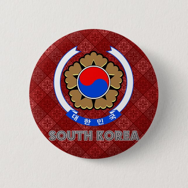 South Korea Coat of Arms 2 Inch Round Button (Front)