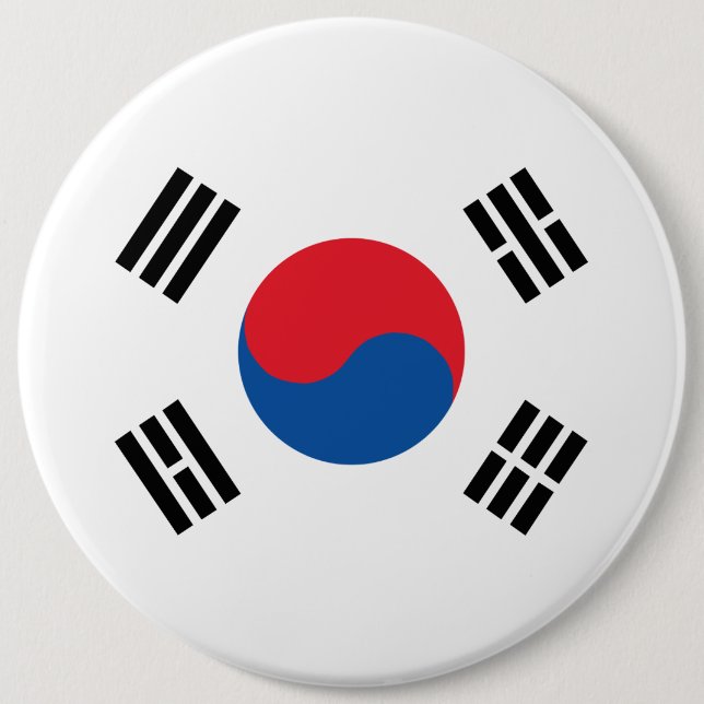 South Korea Flag 6 Inch Round Button (Front)