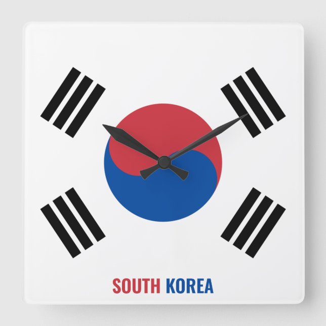 South Korea Flag Dazzling Patriotic Square Wall Clock (Front)
