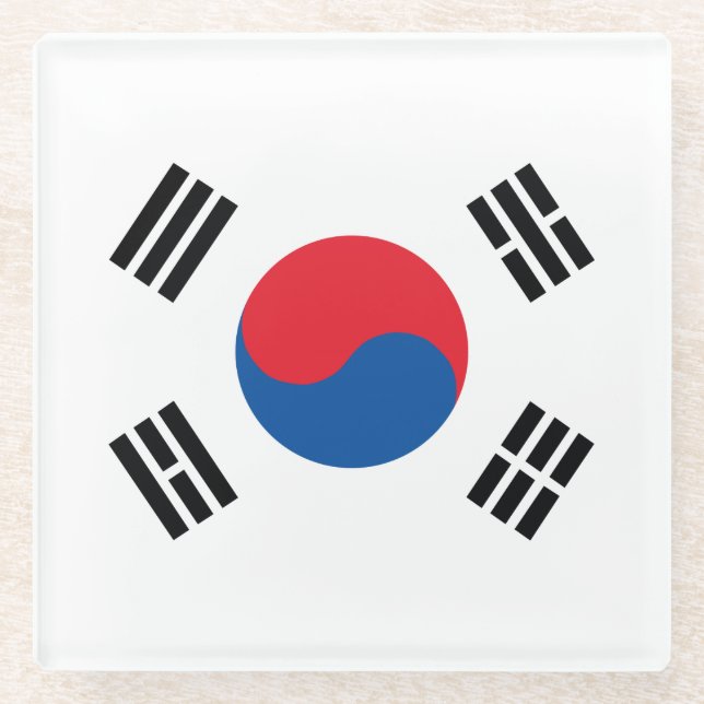 South Korea Flag Glass Coaster (Front)