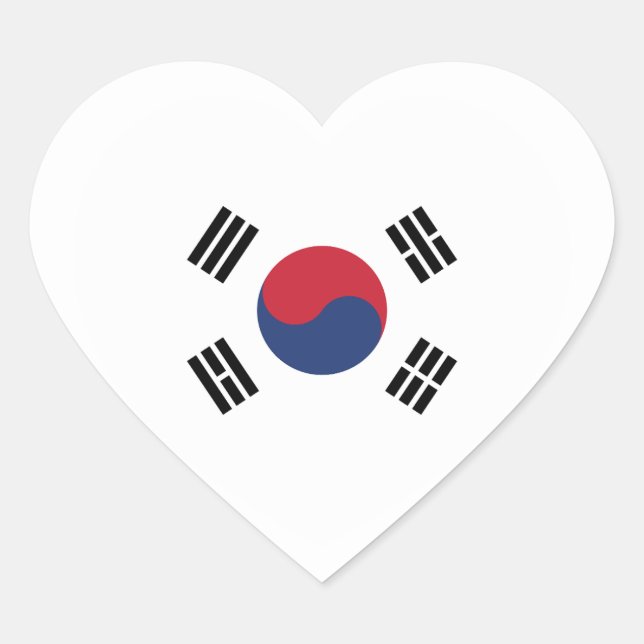 South Korea Flag Heart Heart Sticker (Front)