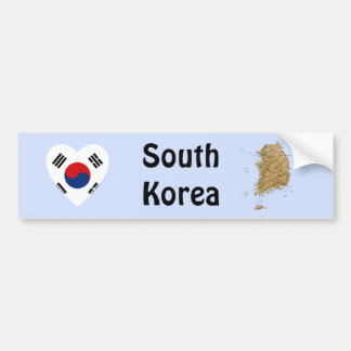 South Korea Flag Heart + Map Bumper Sticker