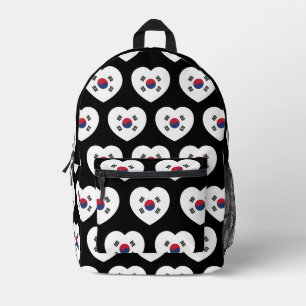 South Korea Flag Heart Printed Backpack