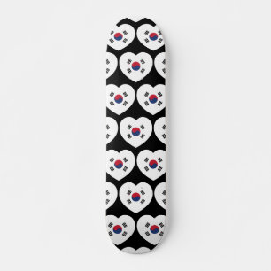 South Korea Flag Heart Skateboard