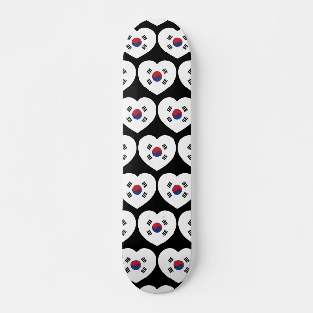 South Korea Flag Heart Skateboard (Front)