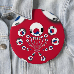 South Korea Flag Kaleidoscope Art Print 6 Inch Round Button