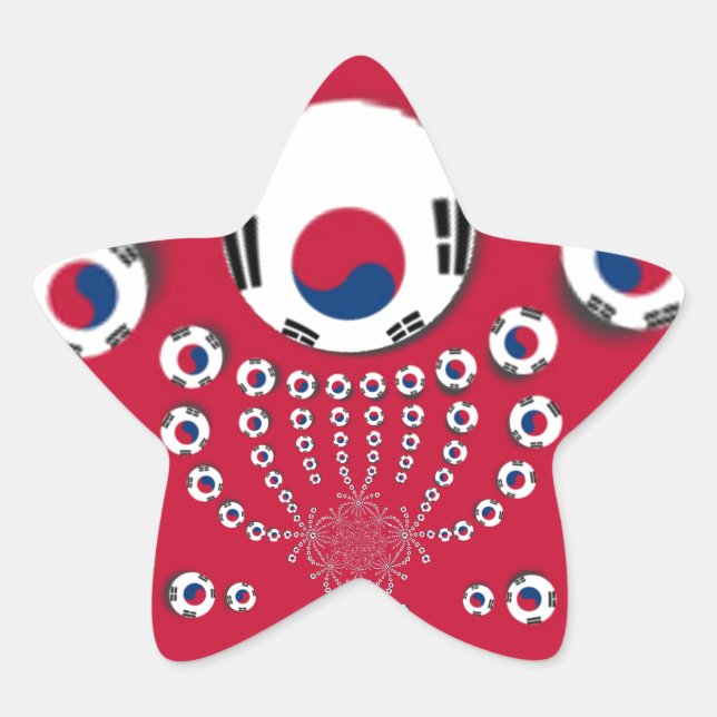 South Korea Flag Kaleidoscope Art Print Star Sticker (Front)