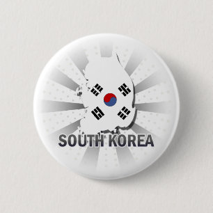 South Korea Flag Map 2.0 2 Inch Round Button