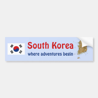 South Korea Flag + Map Bumper Sticker