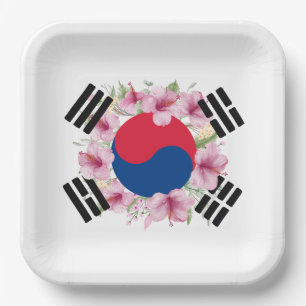 South Korea Flag Mugunghwa Paper Plate