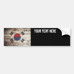 South Korea Flag on Old Wood Grain Bumper Sticker