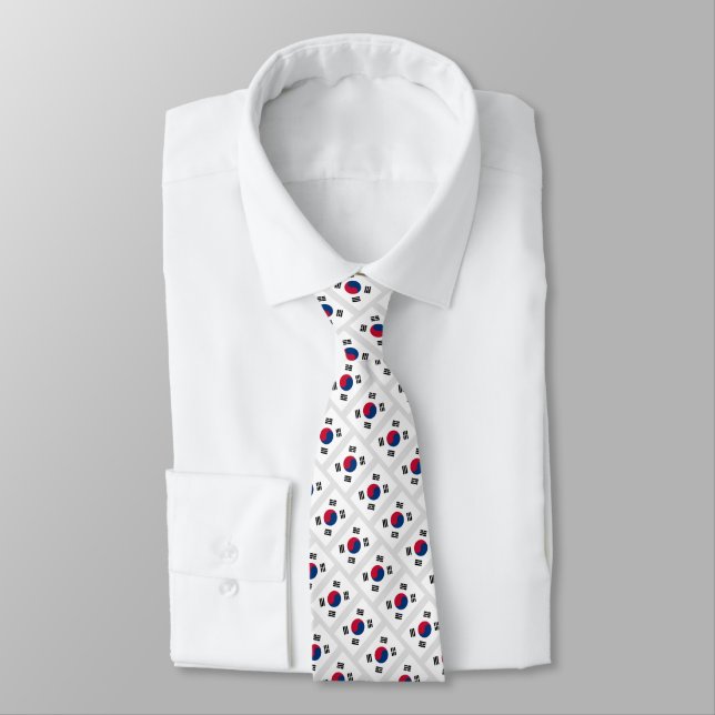 South Korea flag pattern neck tie (Tied)
