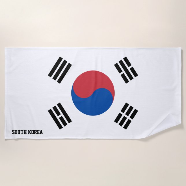 South Korea Flag Splendid Patriotic Beach Towel (Front)