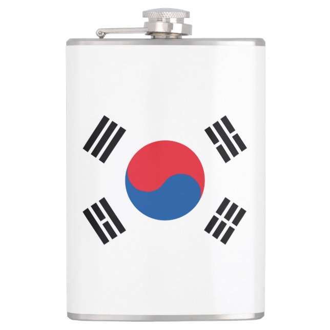 South Korea Flag Stainless Hip Flask (Front)