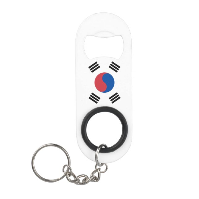 South Korea Flag White Red Blue Patriotic  Keychain Bottle Opener (Front)