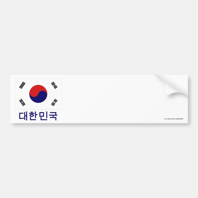 South Korea Flag with Name in Korean Bumper Sticker (Front)