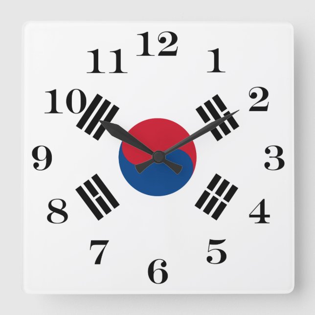 South Korea flag - Yin Yang Square Wall Clock (Front)