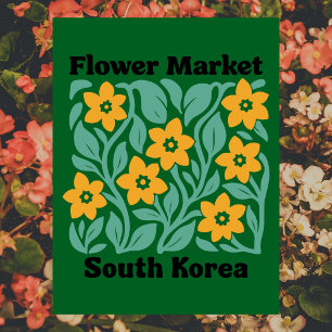 South Korea Flower Market Yellow Blossoms Floral Postcard