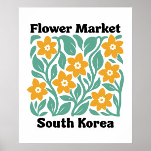 South Korea Flower Market Yellow Blossoms Floral Poster