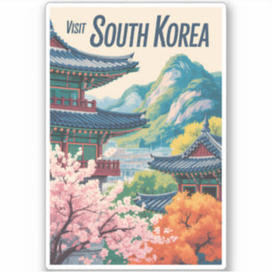 South Korea Landscape Illustration Travel Art