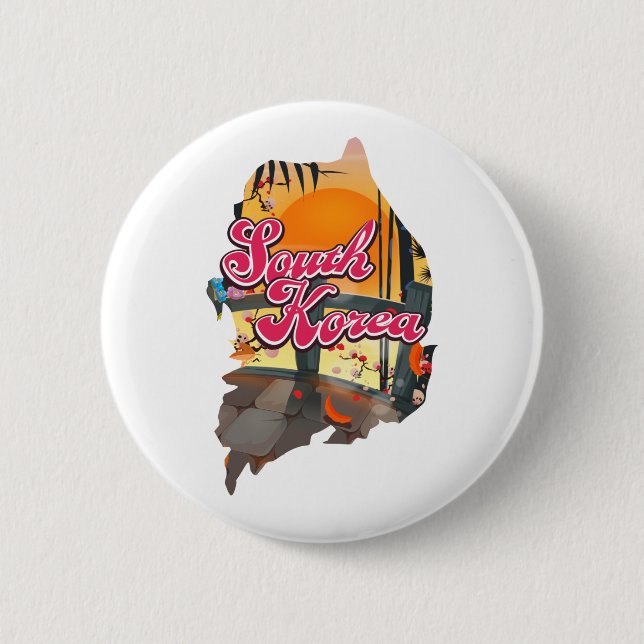South Korea Map 2 Inch Round Button (Front)