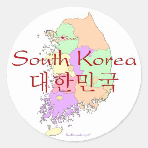 South Korea Map Classic Round Sticker