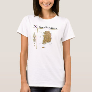 South Korea Map + Flag + Title T-Shirt