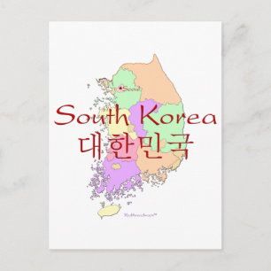 South Korea Map Postcard