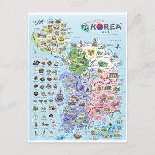 South Korea Map Postcard